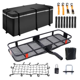 Hitch Mount Cargo Carrier Basket 60" X 21" X 6"+Waterproof Cargo Bag 13 Cubic Feet(56" 20" 20")