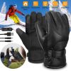 Electric Heated Gloves USB Plug Touchscreen Thermal Gloves Leather Windproof Winter Hands Warmer Unisex for Outdoor Motorcycle Cycling Skiing