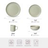 12-Piece Stoneware Dinnerware Sets with Mugs | Microwave & Dishwasher Safe | Non-Toxic Dinner Plates Bowls Set | Stackable Matte Glaze Kitchenware for