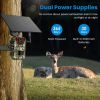4G 4K 30FPS Solar Trail Camera Outdoor Wildlife Camera Motion Activated IP66 Waterproof with 140ºViewing Angle No Glow Night Vision SIM Card APP Contr