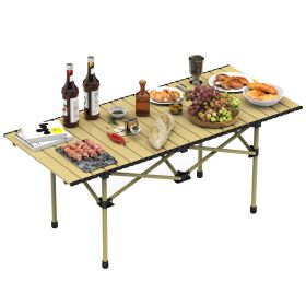 Folding Camping Table Portable Lightweight Carbon Steel Roll-up Picnic BBQ Desk with Carry Bag Heavy Duty for Outdoor Beach Backyard Party Patio Campi (Option: 55_120Cm)