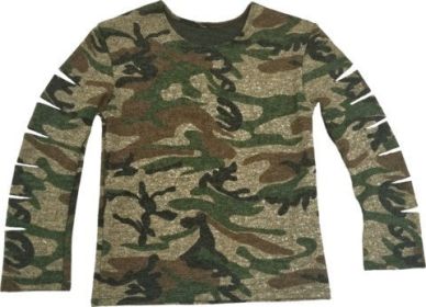 KIDS CAMOUFLAGE CUTSLEEVE TOP (Color: Camo, size: S)