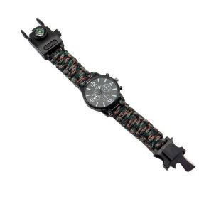 Outdoor Multi function Camping Survival Watch Bracelet Tools With LED Light (Color: CAMO-Multi Color)