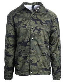 Burnside B9718 Men's Nylon Coaches Jacket (Color: GREEN CAMO, size: L)