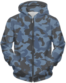 Blue Camo 2 UNISEX ZIP HOODIE (size: medium)