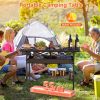 Portable Folding Camping Table With Adjustable Height Rustproof Carbon Steel Foldable Roll-Up Camping Table for Picnic Camping Hiking Beach BBQ