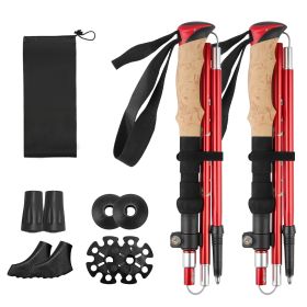 2Pcs Walking Sticks Collapsible Hiking Poles Folding Aluminum Trekking Poles Adjustable Hiking Sticks with EVA Foam Grips for Backpacking Hiking Mount (Option: Red)